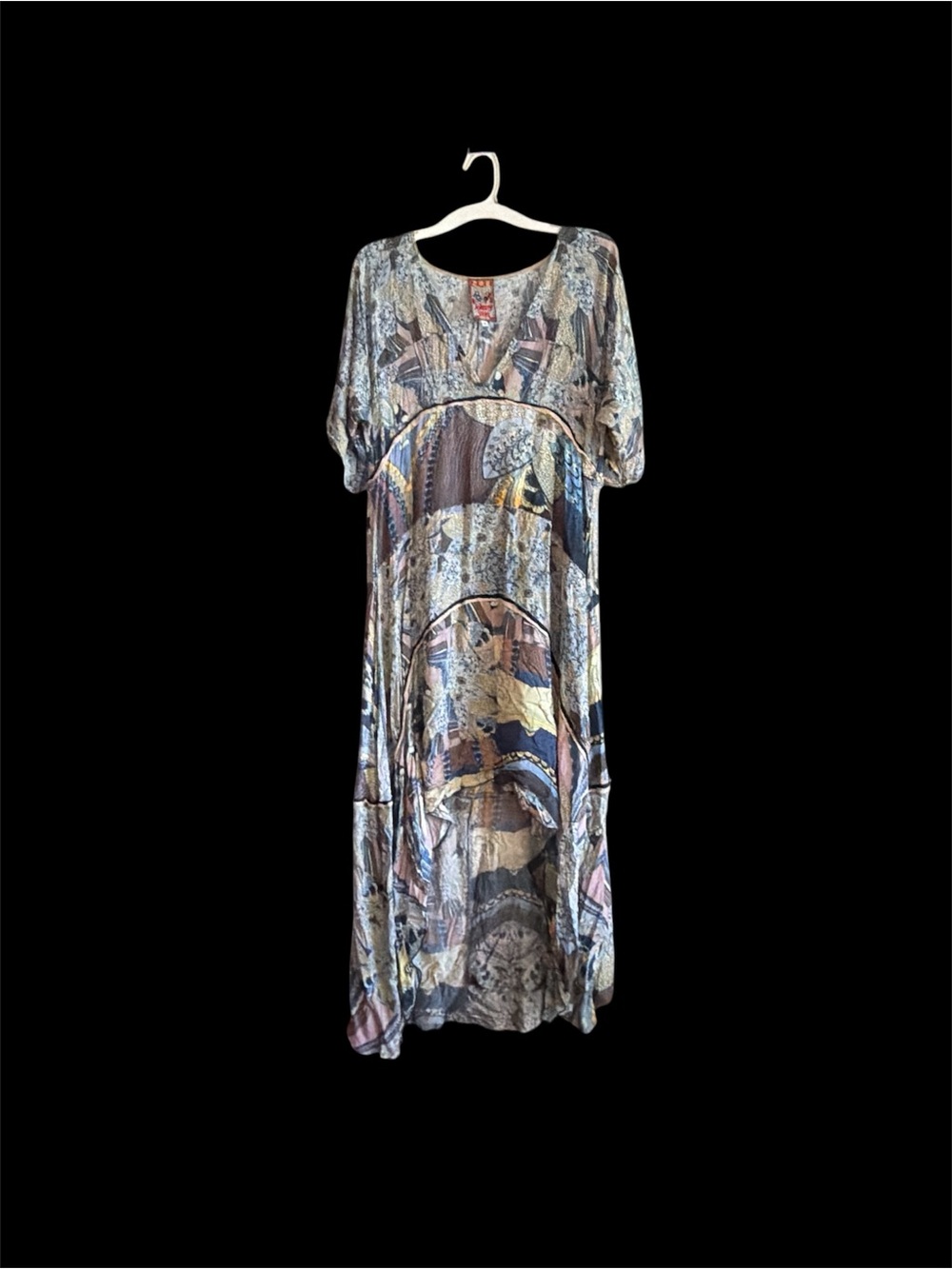 Johnny Was Long Printed Maxi Dress in Blue, Gray, Cream, Pink